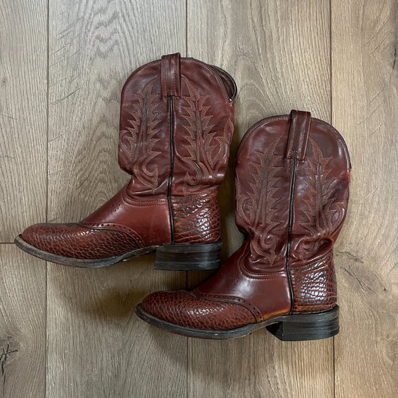 Tony Lama Cowboy Boots Brown Leather Western Made in USA Womens Size 6 - Picture 11 of 11